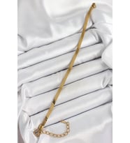 316L Çelik Gold Renk Yassı Zincir Model Kadın Bileklik TJ-BB7086