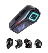 IP68 Su Geçirmez FM Radyolu Fenerli HD LCD Ekran İNTERKOM Bluetooth Motosiklet Kask Kulaklığı