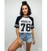 Kadın Crop Tişört Salaş Basic Baskılı Tshirt