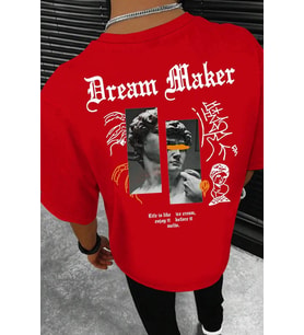 Unisex Dream Maker Baskılı Tasarım Tshirt (Kırmızı)