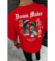 Unisex Dream Maker Baskılı Tasarım Tshirt (Kırmızı)