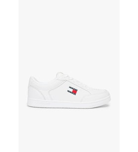 Tommy Hilfiger TJM Cupsole Uzun Bağcıklı Deri Erkek Beyaz Sneaker EM0EM01707YBL