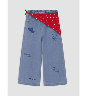 LCW Kids İndigo Wideleg Kız Çocuk Jean Pantolon Ve Fular