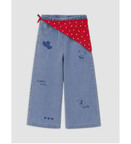 LCW Kids İndigo Wideleg Kız Çocuk Jean Pantolon Ve Fular