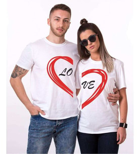 Tshirthane Lo Ve Yarım Kalp Sevgili Kombinleri Tshirt Kombini (Tek Ürün Fiyatıdır.)