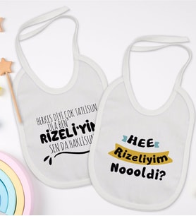 BK Kids Rizeliyim Tasarımlı 2’li Beyaz Mama Önlüğü-1