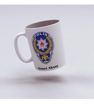 Polis Logolu İsimli Kişiye Özel Kupa Bardak, Polis Hediyesi Kupa Bardak, 330ml, Beyaz (Doğal Beyaz)