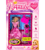 Anlily Fashion World Pembe Elbiseli Prenses Oyuncak Bebek ve Aksesuarları 30 cm