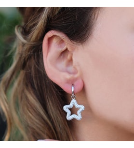 Zirkon Taşlı Yıldız Modeli Gümüş Küpe