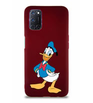Oppo A72 Soft Premier Kapak Donald Duck-C Tasarımlı Silikon Kılıf - Mürdüm (Şeffaf)