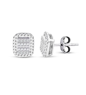Modern Tasarım 0.22 Ct Baget Kare Tektaş Küpe