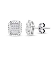 Modern Tasarım 0.22 Ct Baget Kare Tektaş Küpe