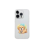 iPhone 14 Pro ile Uyumlu Splash Köpek Tasarımlı Şeffaf Silikon Kılıf