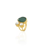 Kadir Jewellery 22 Ayar Altın Kaplama Kadın Zirkon Taşlı Yüzük-El İşçiliği Ve Özel Tasarım (K.Yeşil)