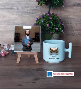 Kuran Kursu Hocası Fotoğraflı Dekoratif Taş, Kupa Bardak Beyaz Hediye (Model 12)