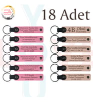 Pembe & Pudra, 18’li Set, Kişisel Mesajlı Deri Anahtarlık, Fen Öğretmeninden Karne Hediyesi