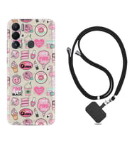 Tecno Pova Neo Kılıf Resimli Boyun Askılı İpli Desenli Silikon Donut Flamingo 1415