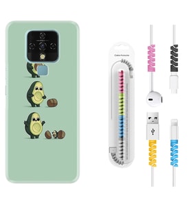 Tecno Camon 16 18P Pova 3 Pova Neo Kılıf Kablo Koruma Spiral Silikon Avokadolar1352