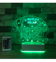 Kişiye Özel Mutlu Yıllar 3D 16 Renk Dekoratif Led Lamba