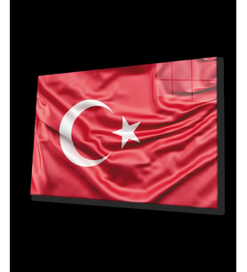 Kırmızı Türk Bayrağı Cam Tablo