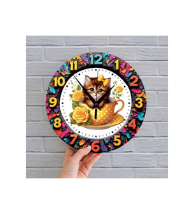 bilge Tasarım 2D GÖRÜNÜMLÜ BASKILI ÇOCUK ODASI Duvar Saati 30 x 30CM (Çok Renkli)