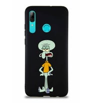 Huawei P Smart 2019 Soft Premier Kapak Squidward Dokunaç Tasarımlı Silikon Kılıf - Siyah (Şeffaf)