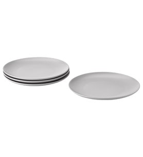 4 Adet Tabak Seti Mat Açık Gri Renk 26 cm, 4 Adet, Stoneware Yuvarlak Servis Tabak Seti