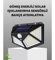 100 Led Solar Lamba Hareket Algılamalı Bahçe Duvar Dış Mekan Aydınlatma
