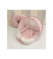 Cibinlikli Bebek Babynest Uyku Seti - %100 Pamuklu (Pembe)