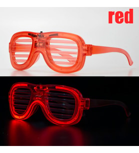 Kırmızı Led Işıklı Parti Gözlüğü - Neon Glow Şerit Gözlük 3 Modlu (4767)