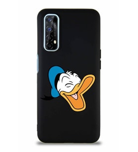 Realme 7 Soft Premier Kapak Donald Duck-E Tasarımlı Silikon Kılıf - Siyah (Şeffaf)