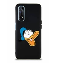 Realme 7 Soft Premier Kapak Donald Duck-E Tasarımlı Silikon Kılıf - Siyah (Şeffaf)
