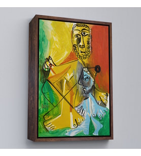 Çerçeveli Pablo Picasso - Adam ve Çocuk Tablosu - Homme et Enfant (Kahverengi)