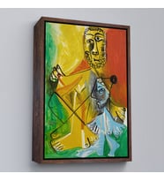 Çerçeveli Pablo Picasso - Adam ve Çocuk Tablosu - Homme et Enfant (Kahverengi)