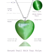 Sertifikalı Kalp Model Yeşil Akik Taşı Kolye (Gümüş Aparatlı) (Çok Renkli)