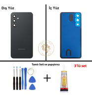 Samsung A54 Siyah Arka Pil Kapağı Batarya Kapağı Lazer Kesim + Yapıştırıcı ve Vida Seti