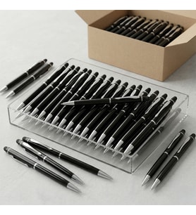 BK Kurumsal Promosyon 1022 Metal Siyah Touchpen Kalem(10 Adet) – Lazer Baskılı Logolu Tükenmez Kalem