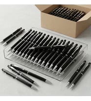 BK Kurumsal Promosyon 1022 Metal Siyah Touchpen Kalem(10 Adet) – Lazer Baskılı Logolu Tükenmez Kalem