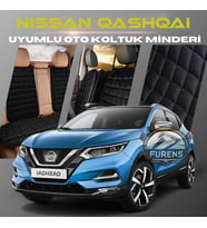 Nissan Qashqai Siyah Renk Tay Tüyü Cepli & Terletmez Sırtlı Oto Koltuk Minder Seti - Koltuk Koruma Kılıfı (ÖN & ARKA TAM SET)
