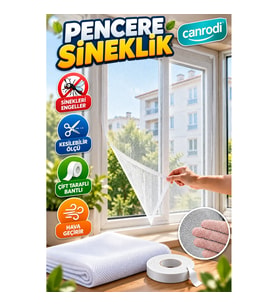 100x150 CM Kesilebilir Pencere Sineklik Filesi Çift Taraflı Bantlı Tül Seti
