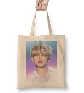 Bts Tae Painting Effect Blue And Pink Eyes Bts Army Kpop Gift BT21 01 Bez Çanta Uzun Saplı
