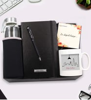 Mimarlara Özel Tasarım Kupa & Özel Kılıflı 500Ml Su Matarası & Siyah Defter & Siyah Touch Pen Hediye Seti