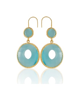 Kadir Jewellery 22 Ayar Altın Kaplama Kadın Taşlı Küpe -El İşçiliği Ve Hipoalerjenik Küpe