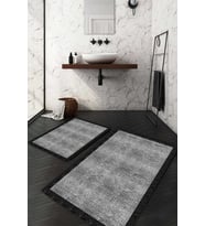 Dijital Baskılı Kaymaz Taban Yıkanabilir 2'li Klozet Takımı Banyo Paspası NDKZ-HT-494 (Gri)