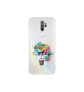 Oppo A5 2020 ile Uyumlu Splash Bukalemun Tasarımlı Şeffaf Silikon Kılıf