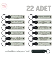 Mezuniyet Kutlaması İçin 22'li Anahtarlık Seti, Sadece Size Ve Öğrenciye Özel, Beyaz & Siyah
