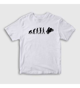 Presmono Unisex Çocuk Beyaz Evolution Evrim Motorsiklet Yarış Motoru T-Shirt 441993tt (Beyaz)