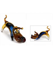 El Yapımı Murano Cam Köpek Figürü - Dekoratif Lüks Cam Biblo (31x12x19 cm)