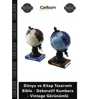 Özel Üretim Reçine Hediye Dünya Kitap Tasarımlı Biblo Dekoratif Kumbara Vintage Görünümlü