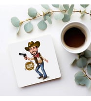 Kişiye Özel Şerif Kovboy Karikatürlü Bardak Altlığı